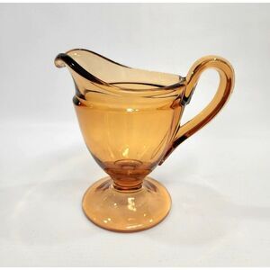 Vintage Fostoria Jamestown 5" Creamer Milk Pitcher Amber Footed VG
